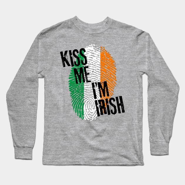 KISS ME IM IRISH fingerprint Long Sleeve T-Shirt by EDDArt